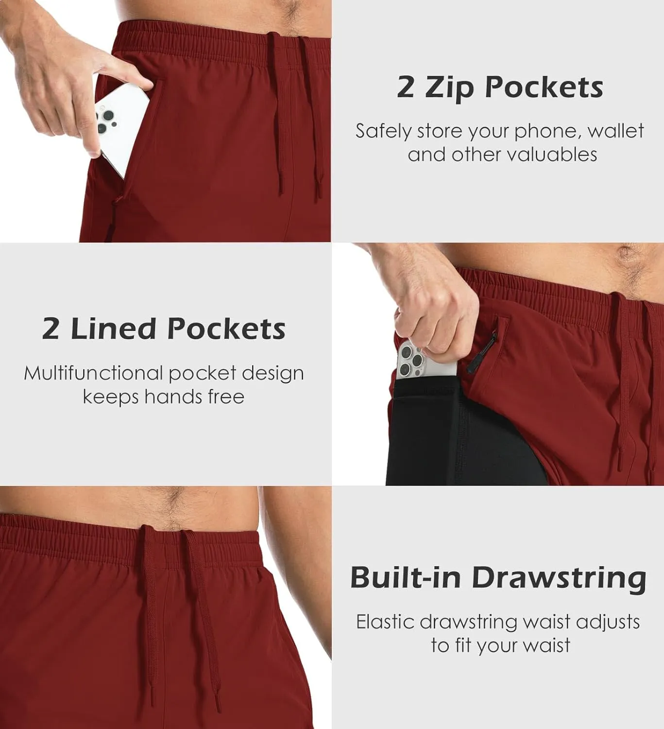 Aolesy Men's Gym Shorts Linerless & Liner - 5" Quick Dry Workout Running Shorts with Zip Pockets Sports Athletic Shorts