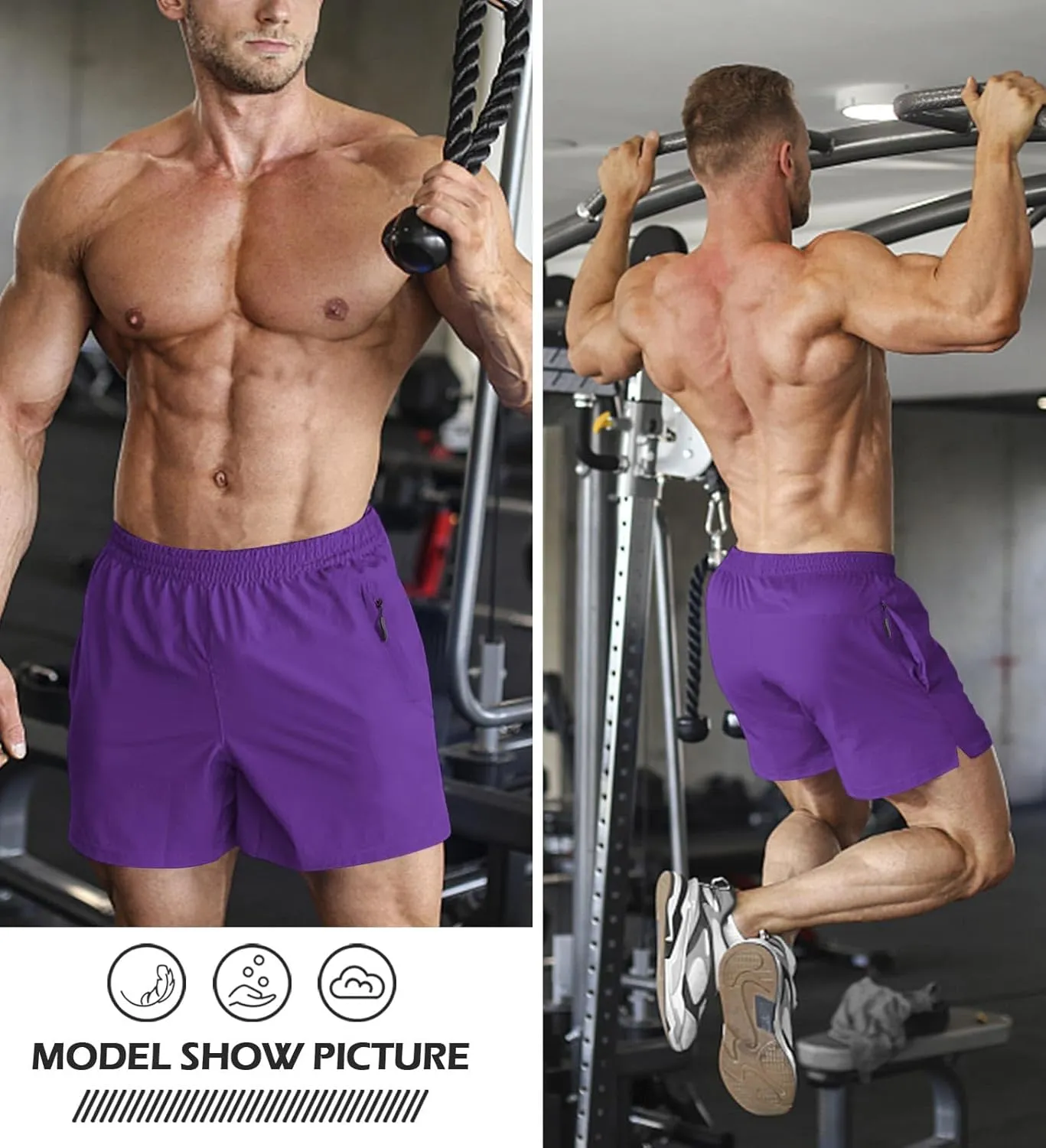 Aolesy Men's Gym Shorts Linerless & Liner - 5" Quick Dry Workout Running Shorts with Zip Pockets Sports Athletic Shorts