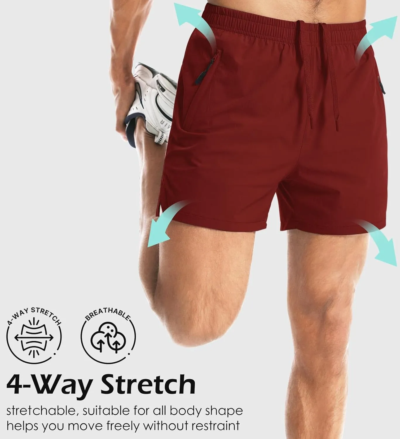 Aolesy Men's Gym Shorts Linerless & Liner - 5" Quick Dry Workout Running Shorts with Zip Pockets Sports Athletic Shorts