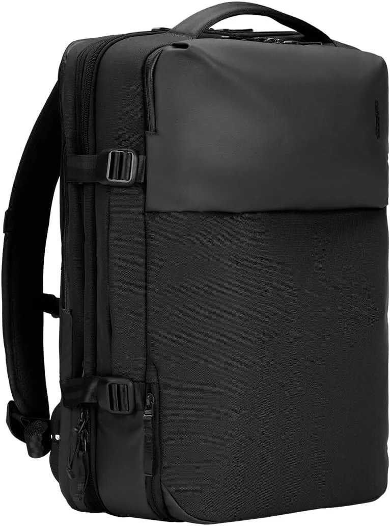 A.R.C. Travel Pack - ReSpun 100% Recycled Polyester, 38L Backpack, RFID-Blocking, Shoe Compartment, Expansion Zipper, Ergonomic Straps, Laptop Compartment for 16” PC/Mac, Travel Pass Through - Black