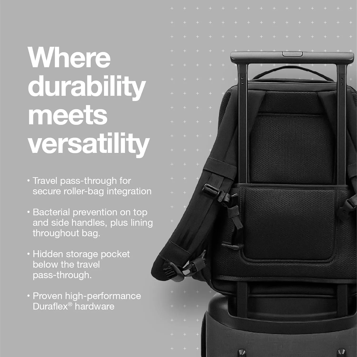 A.R.C. Travel Pack - ReSpun 100% Recycled Polyester, 38L Backpack, RFID-Blocking, Shoe Compartment, Expansion Zipper, Ergonomic Straps, Laptop Compartment for 16” PC/Mac, Travel Pass Through - Black