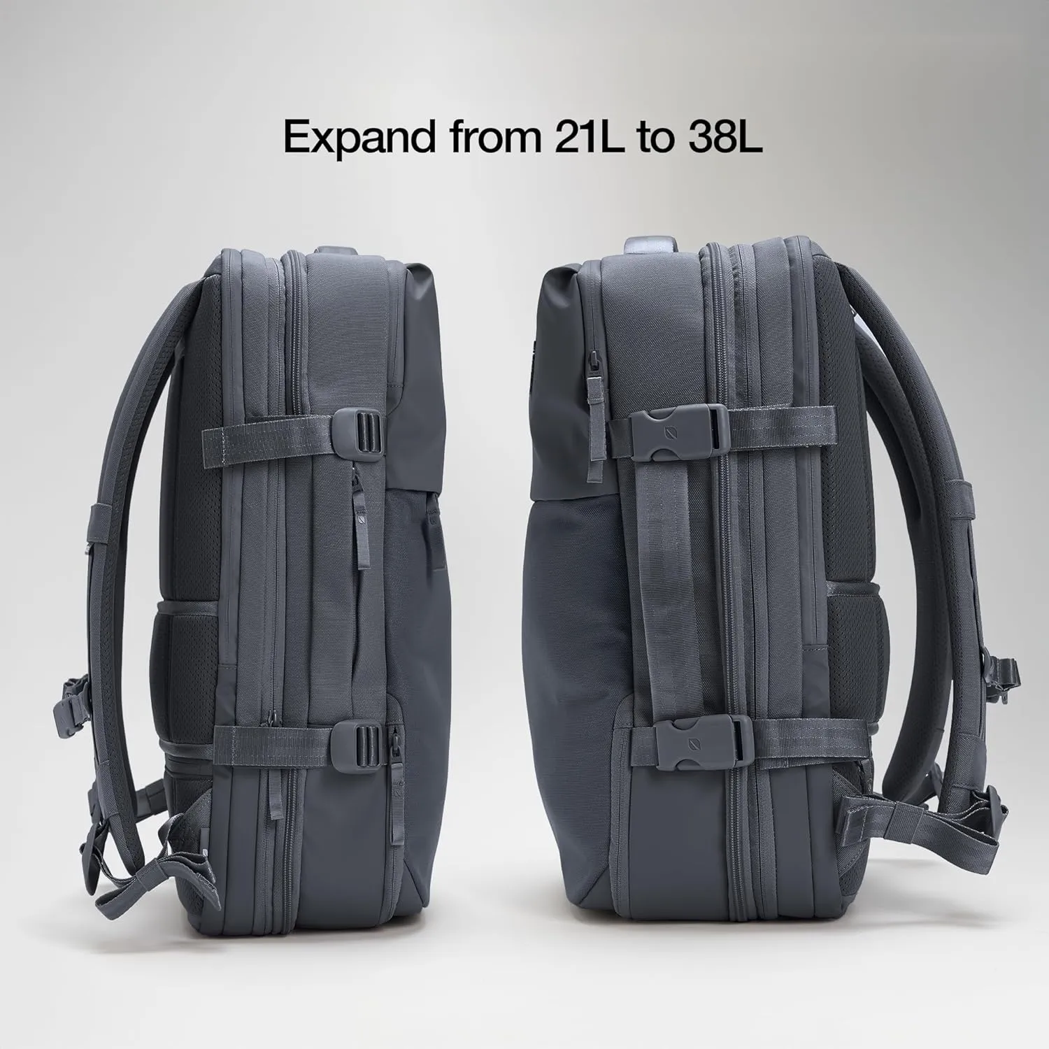 A.R.C. Travel Pack - ReSpun 100% Recycled Polyester, 38L Backpack, RFID-Blocking, Shoe Compartment, Expansion Zipper, Ergonomic Straps, Laptop Compartment for 16” PC/Mac, Travel Pass Through - Navy