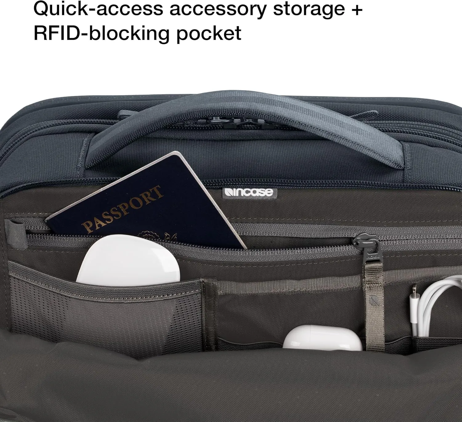 A.R.C. Travel Pack - ReSpun 100% Recycled Polyester, 38L Backpack, RFID-Blocking, Shoe Compartment, Expansion Zipper, Ergonomic Straps, Laptop Compartment for 16” PC/Mac, Travel Pass Through - Navy