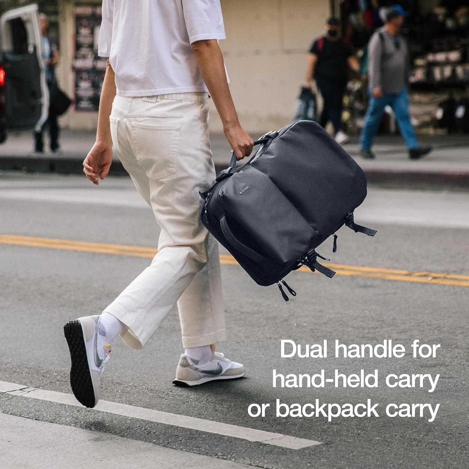 A.R.C. Travel Pack - ReSpun 100% Recycled Polyester, 38L Backpack, RFID-Blocking, Shoe Compartment, Expansion Zipper, Ergonomic Straps, Laptop Compartment for 16” PC/Mac, Travel Pass Through - Navy