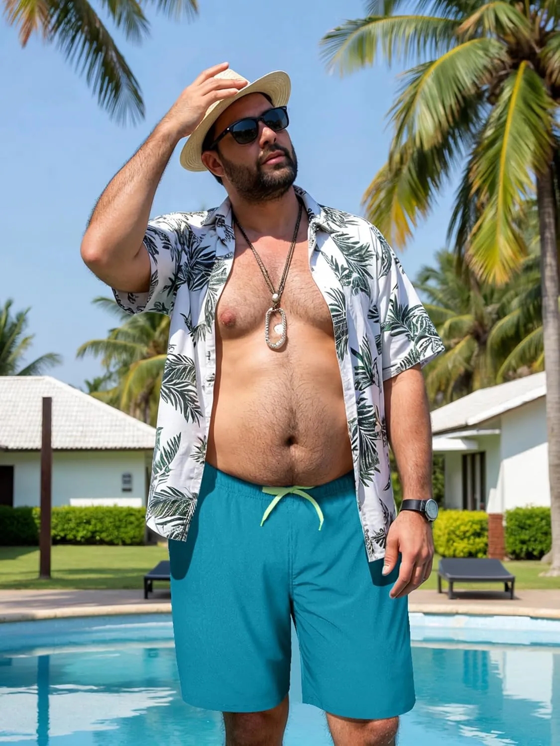 Arcweg Men's Big & Tall Swim Trunks - Quick Dry Board Shorts with Compression Liner & Zipper Pockets (2X-6X)