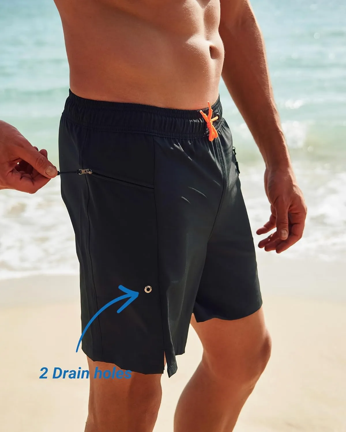 Arcweg Mens Swim Trunks with Compression Liner 7 Inch Quick Dry Beach Swimming Trunks 2 in 1 Swim Shorts with Zipper Pockets