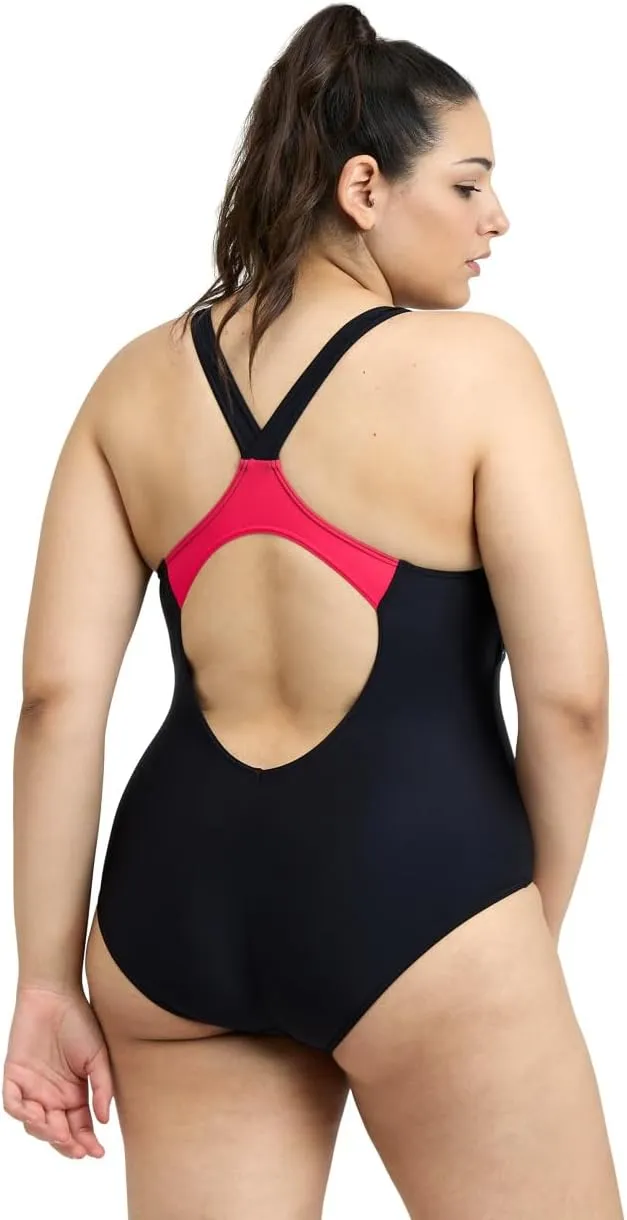 ARENA Feel Women's Threefold V Back Plus Size One Piece Swimsuit Chlorine Resistant Waterfeel Fabric Bathing Suit