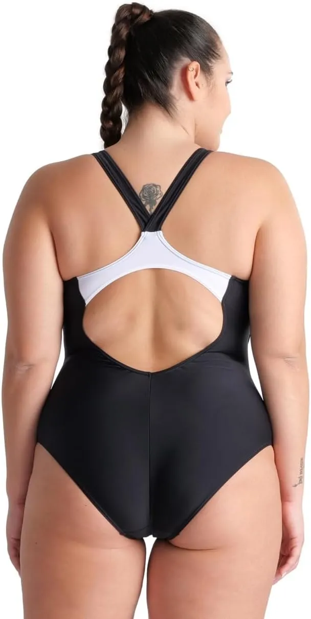 ARENA Feel Women's Threefold V Back Plus Size One Piece Swimsuit Chlorine Resistant Waterfeel Fabric Bathing Suit