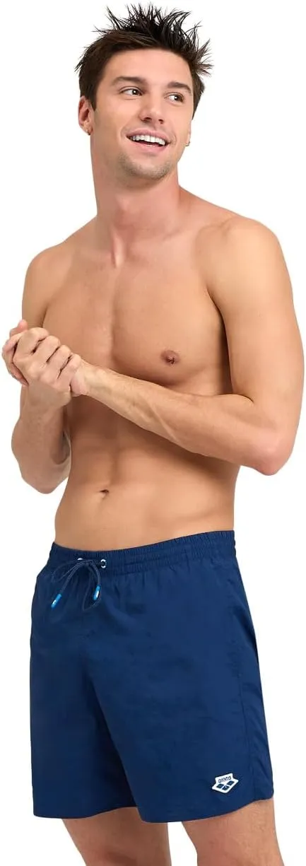 ARENA Men's Icons Solid Beach Short Boxers Swimming Bermuda with Mesh Inner Brief, Side Pockets, Pool Beach Vacation Swimsuit