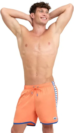 ARENA Men's Icons Team Stripe Beach Short Boxers Swimming Bermuda with Mesh Inner Brief, Back Pocket, Pool Beach Vacation