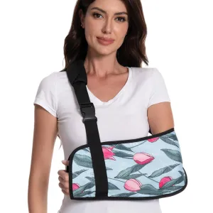 Arm Sling for Broken Arm Torn Rotator Cuff Shoulder Elbow Wrist injury Printed Brace Support for Adults and Women with Delicate Tulip