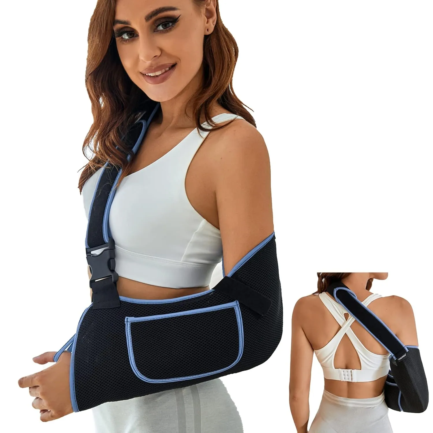 Arm Sling Shoulder Immobilizer-Rotator Cuff Support Brace-Comfortable Medical Sling for Shoulder Injury,Left and Right Arm,Men and Women,for Broken,Dislocated,Fracture,Strain(Large)