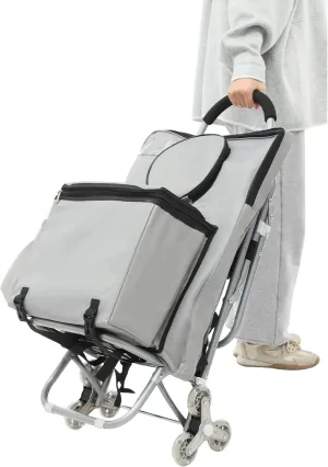Art Cart with Drawing Storage Bag, Rolling Art Cart with Three-Wheel Design, Folding Wheeled Portable Rolling Chair/Art Cart, Rolling Storage Cart for Mall Shopping, Outdoor Painting (Silver)