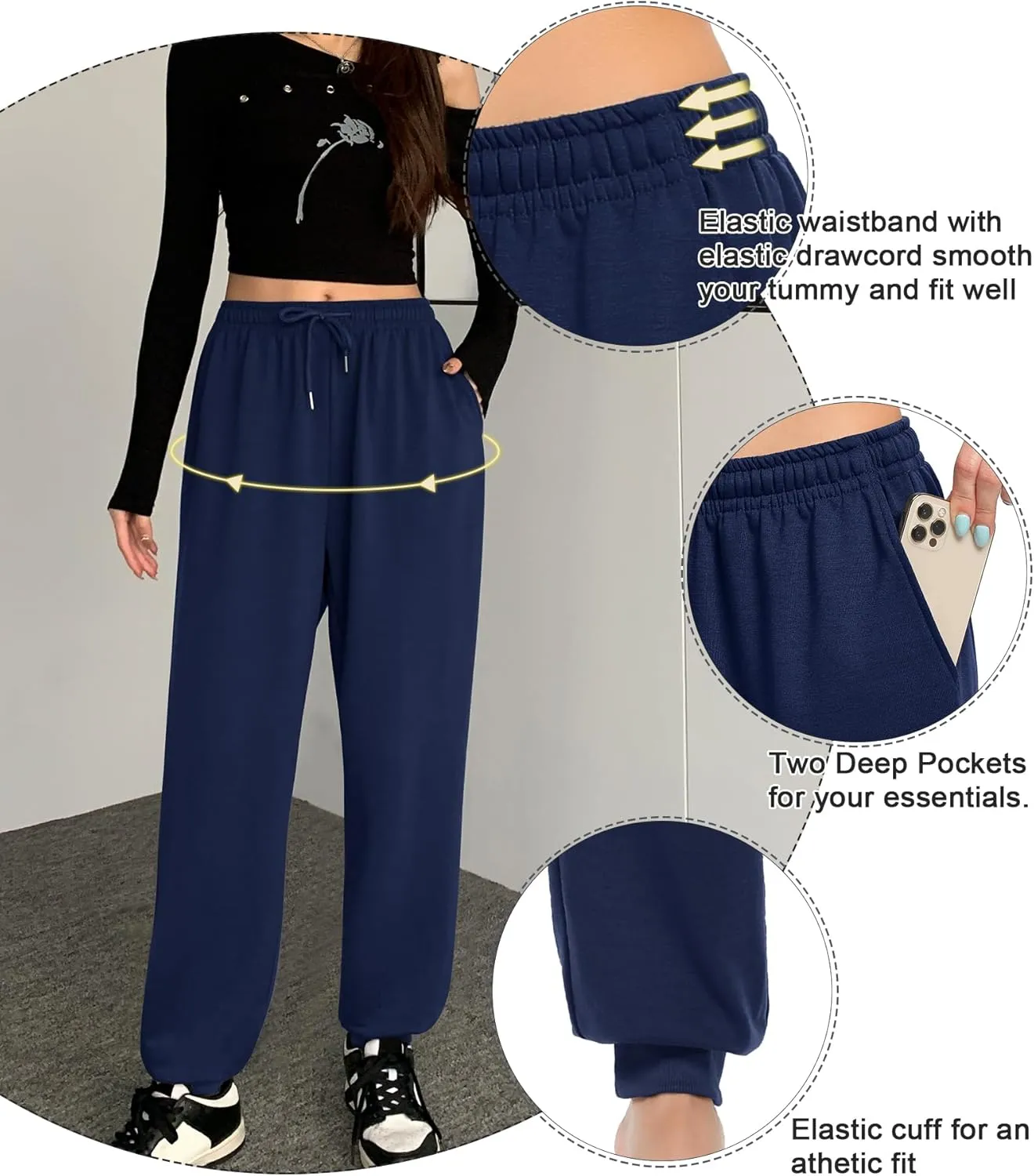 ASIMOON Womens Sweatpants with Pockets Loose Drawstring Joggers Pants Workout Casual Comfy Lounge Pants