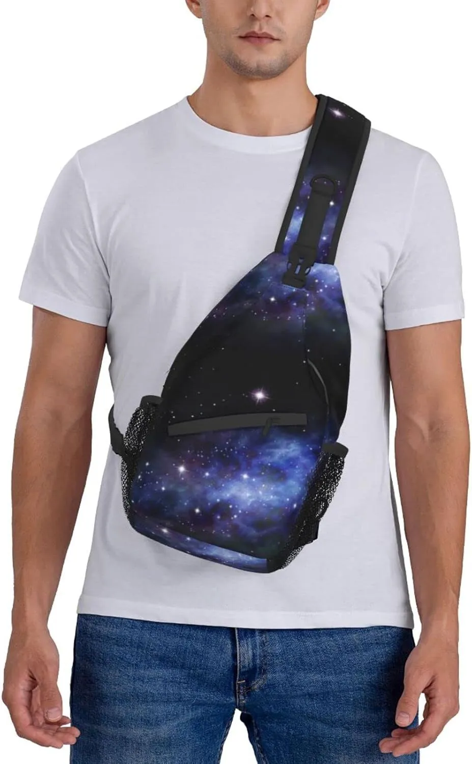 ASYG Galaxy Printed Sling Bag Star Crossbody Chest Daypack Casual Backpack Women Shoulder Bag For Travel Picnic