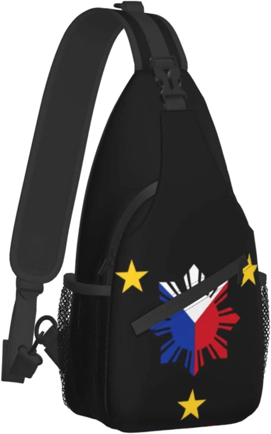 ASYG Philippine Sling Bag Philippine Flag Crossbody Chest Daypack Casual Backpack Filipino Shoulder Bag For Travel Picnic