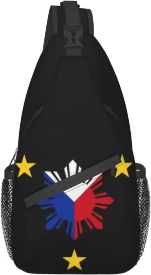 ASYG Philippine Sling Bag Philippine Flag Crossbody Chest Daypack Casual Backpack Filipino Shoulder Bag For Travel Picnic