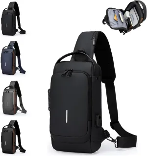 Auricz Bag, Auricz Sling Bag, Carbon Fiber Streamline Anti-Theft Bag, Waterproof Shoulder Crossbody Backpack (A)
