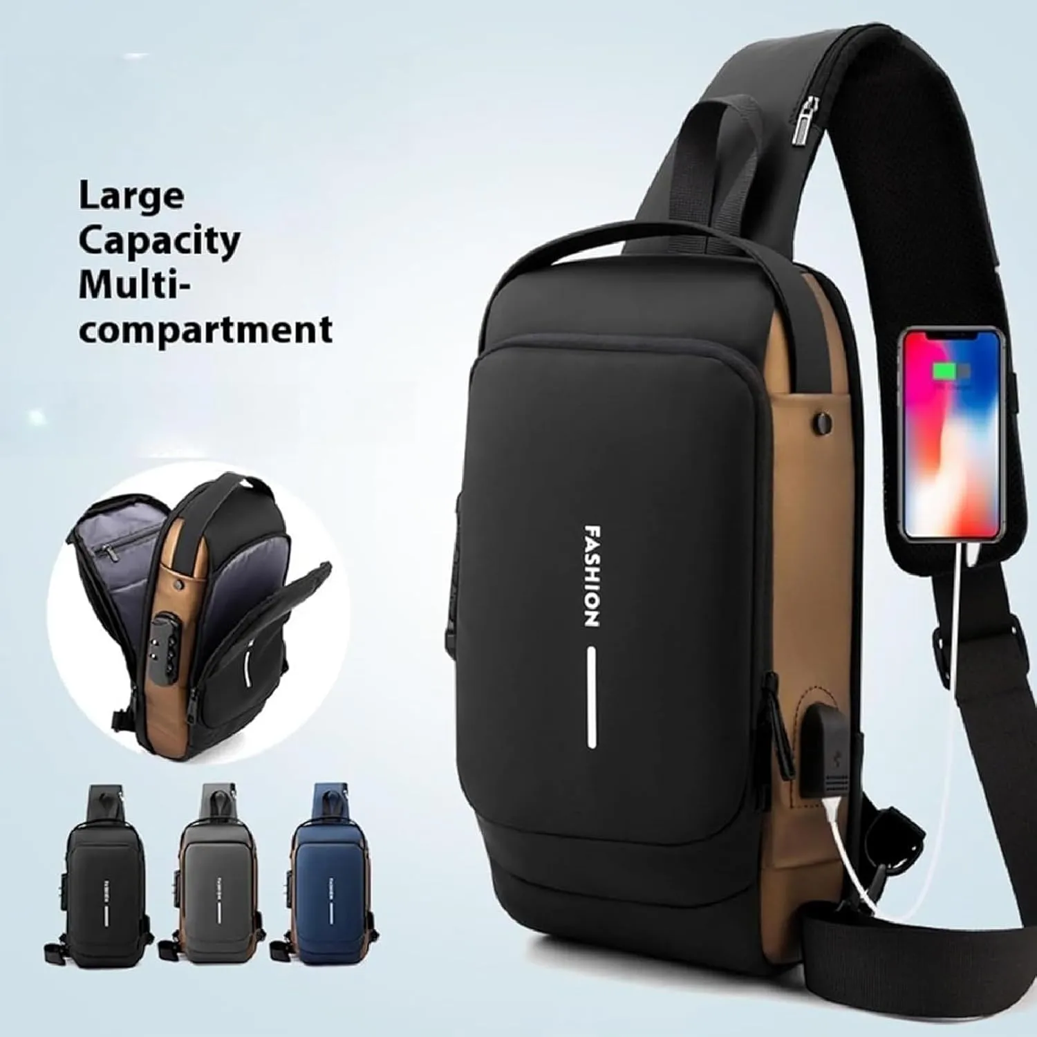 Auricz Bag, New Carbon Fiber Streamline Anti-Theft Sling Bag, Sport Waterproof Shoulder Bag, For Daily Trips, Commutes