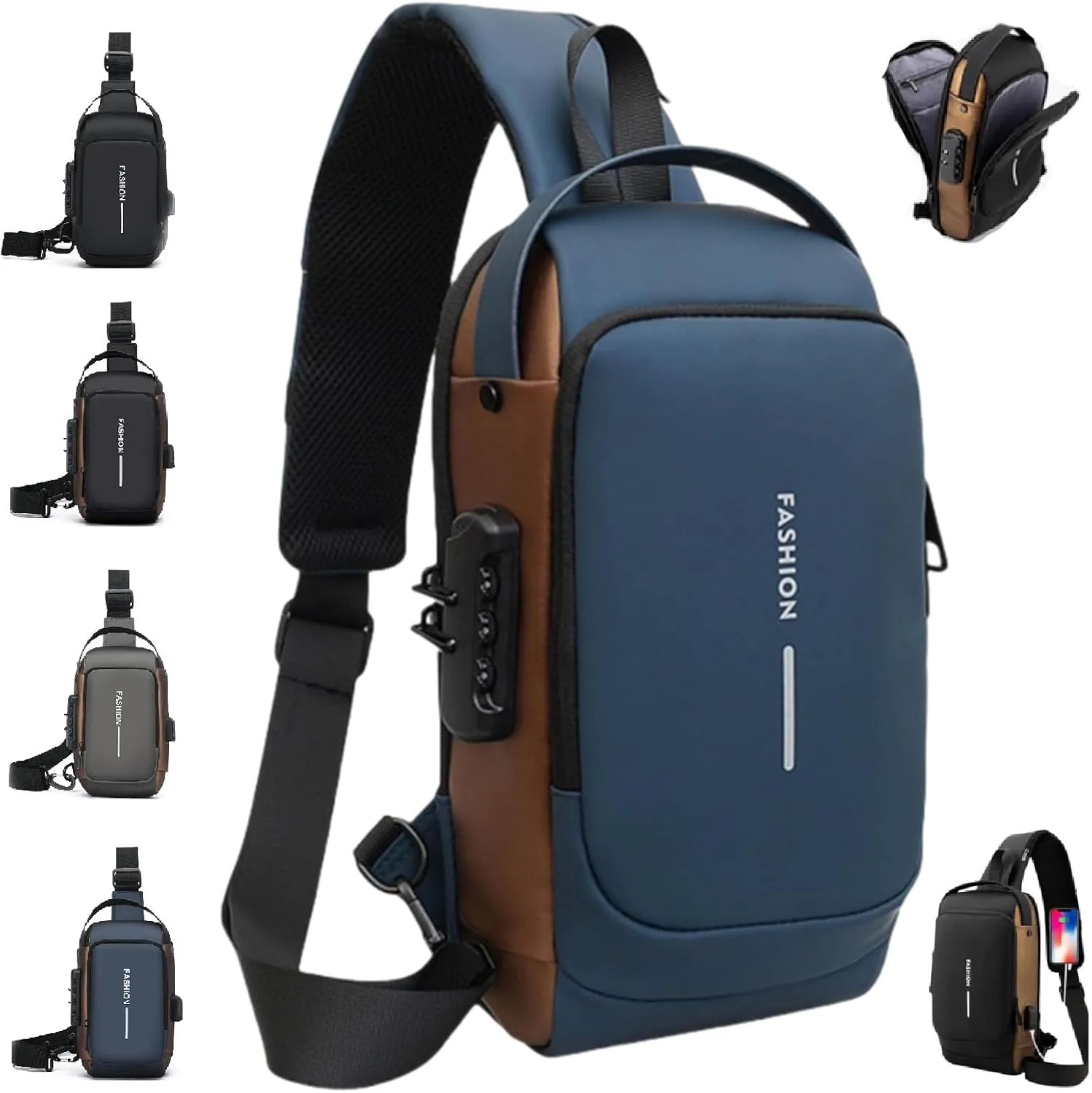 Auricz Bag, New Carbon Fiber Streamline Anti-Theft Sling Bag, Sport Waterproof Shoulder Bag, For Daily Trips, Commutes