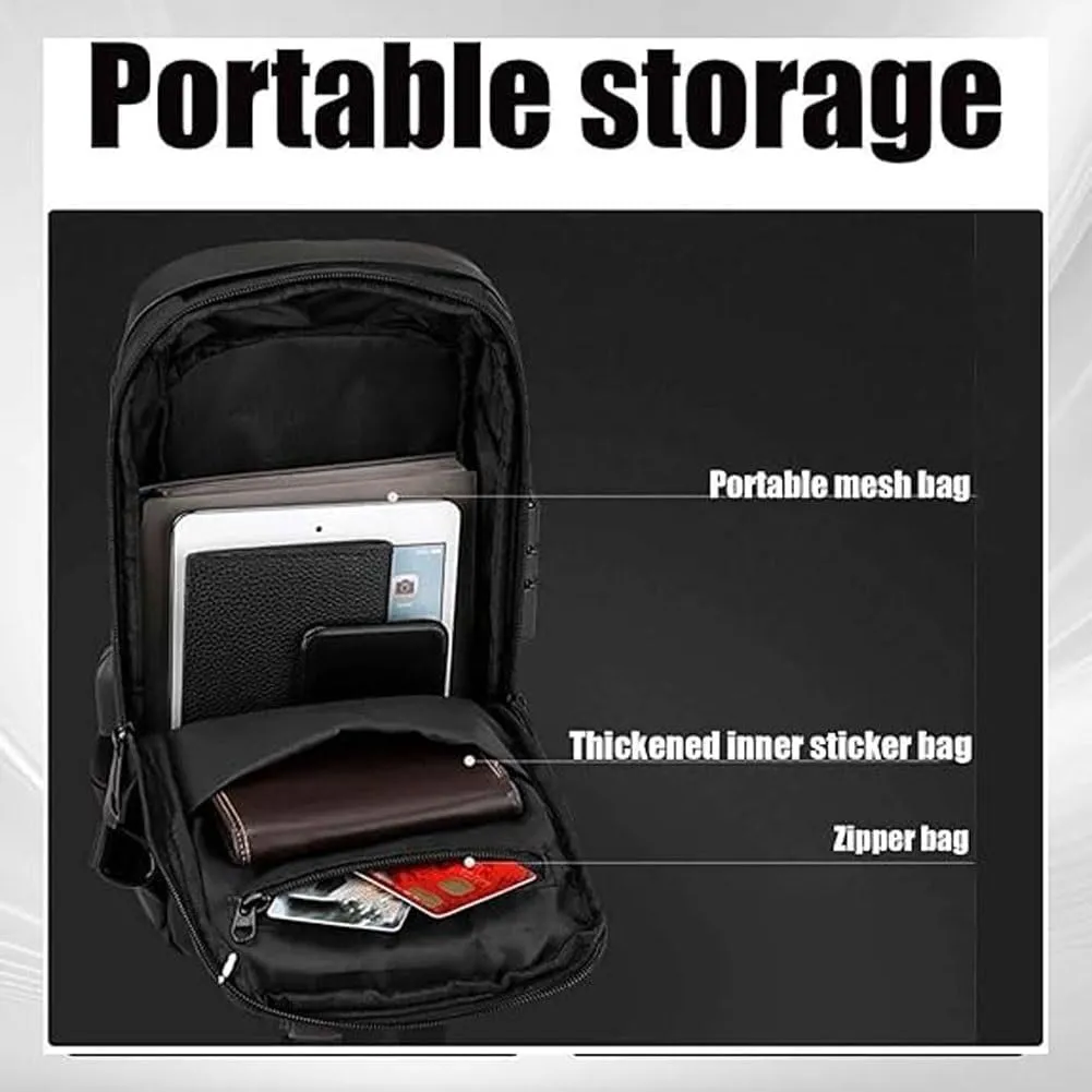 Auricz Bag, New Carbon Fiber Streamline Anti-Theft Sling Bag, USB Sports Crossbody Waterproof Shoulder Backpack(Black)
