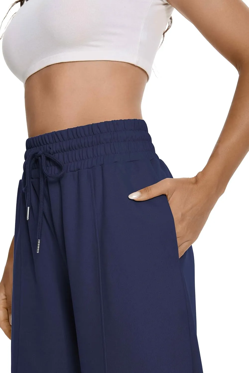 Auriviz Womens High Waisted Drawstring Sweatpants Straight Leg Pants Side Hidden Pockets Sweat Pants 30‘’ Inseam