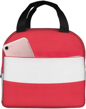 Austrian Flag Print Lunch Box Reusable Totes Lunch Bag Thermal Cooler For Men Women Beach Picnic Travel
