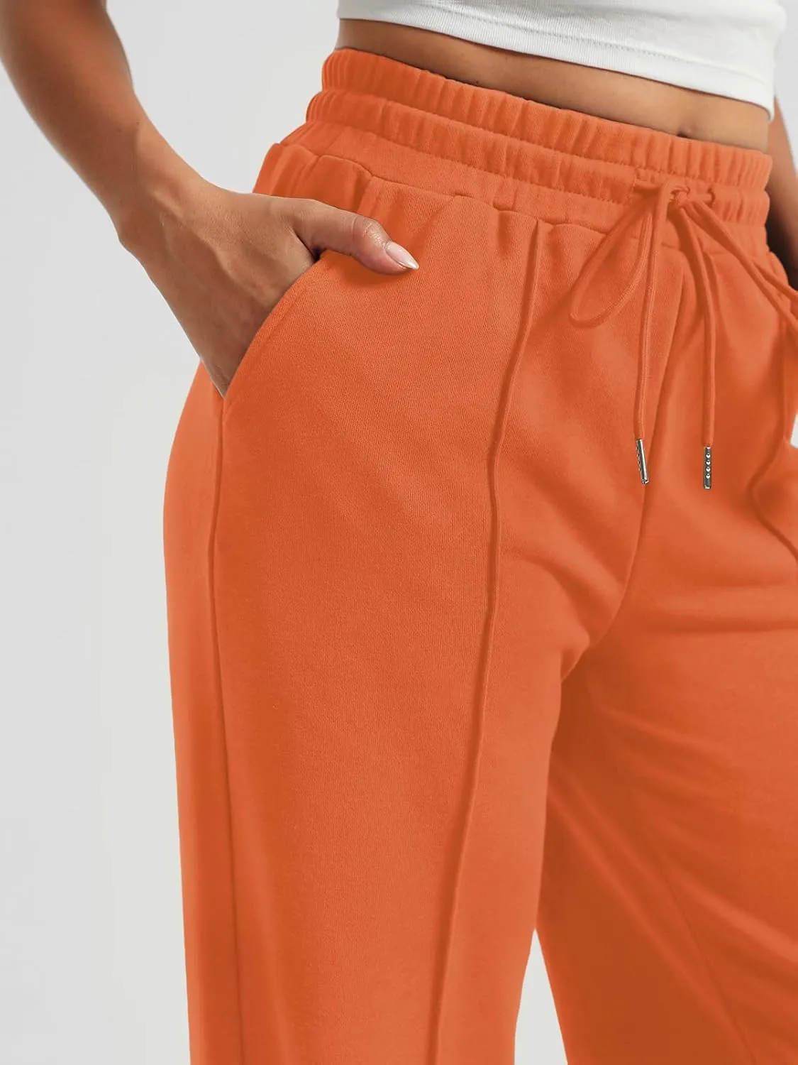 AUTOMET Womens Wide Leg Sweatpants High Waisted Baggy Pants Drawstring Athletic Joggers