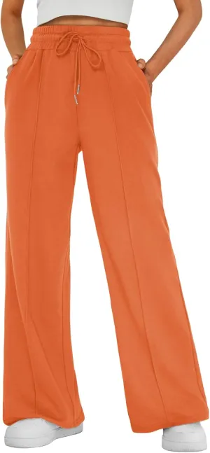 AUTOMET Womens Wide Leg Sweatpants High Waisted Baggy Pants Drawstring Athletic Joggers