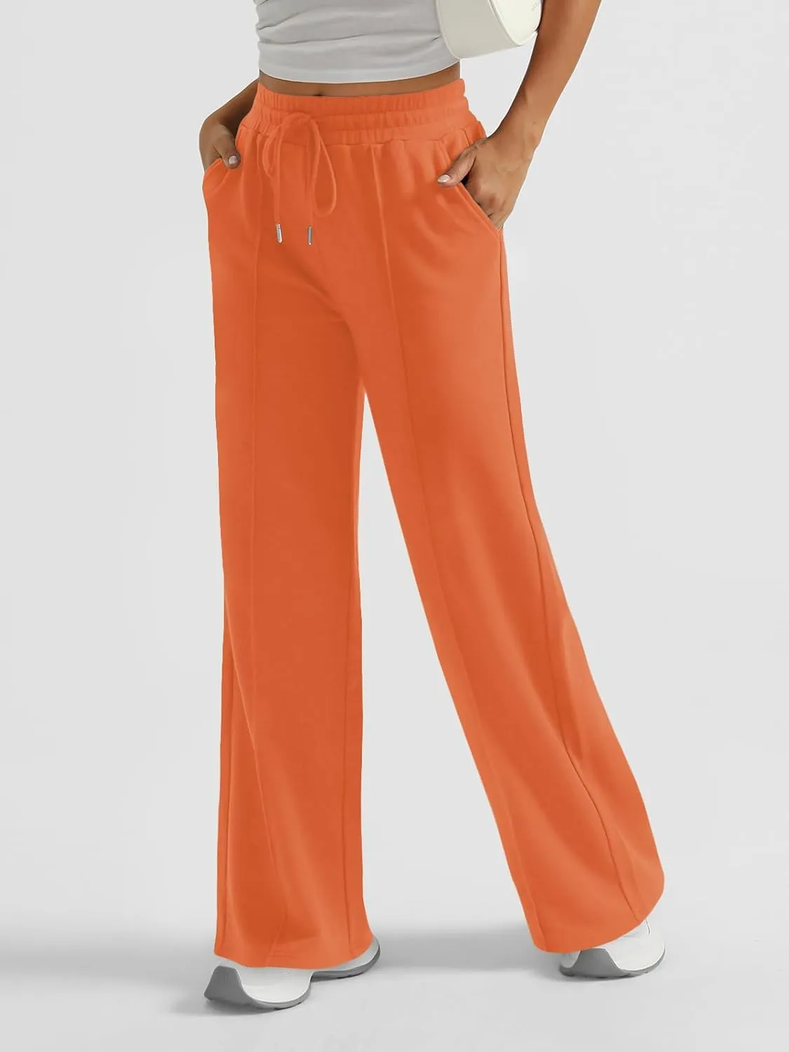 AUTOMET Womens Wide Leg Sweatpants High Waisted Baggy Pants Drawstring Athletic Joggers