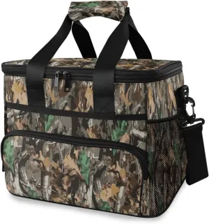 AUUXVA Camouflage Pattern Camo Print Cooler Bag 15L (24-Can) Insulated Leakproof Picnic Bag Large Tote Lunch Box for Travel Beach Camping Outdoor Party