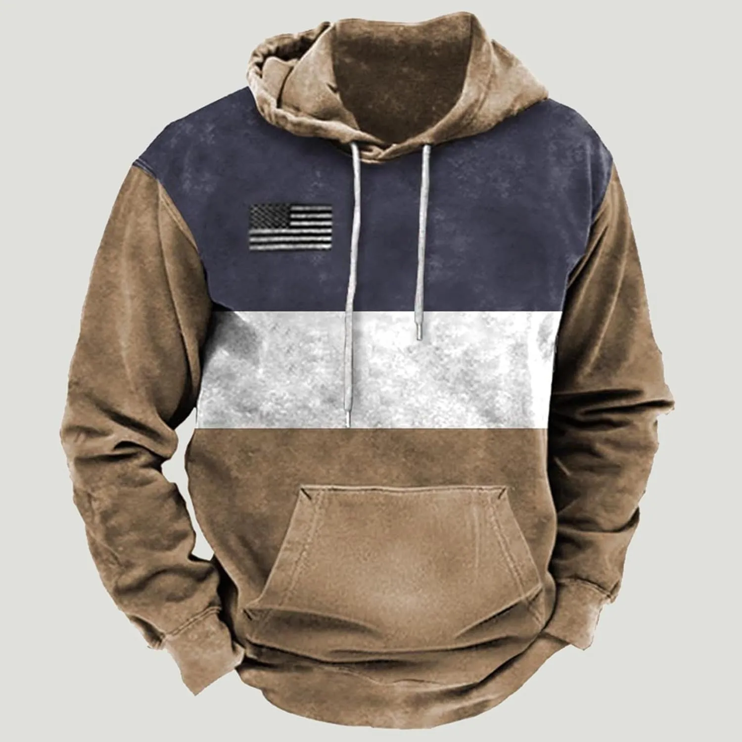 Aymnlox Hoodies for Men Fashion Long Sleeve Graphic Print Hooded Drawstring Pullover Basic Casual With Pockets Sweatshirts