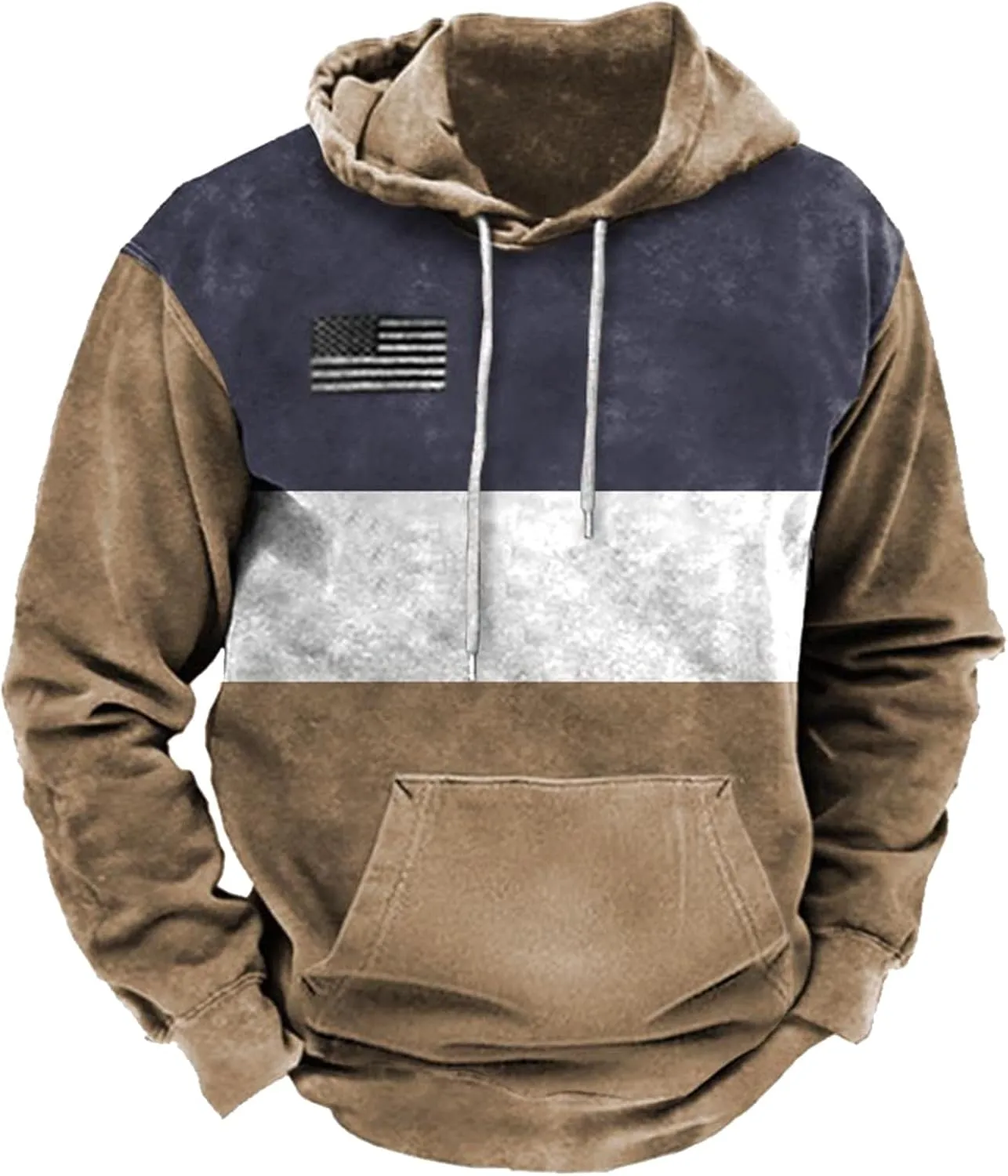 Aymnlox Hoodies for Men Fashion Long Sleeve Graphic Print Hooded Drawstring Pullover Basic Casual With Pockets Sweatshirts