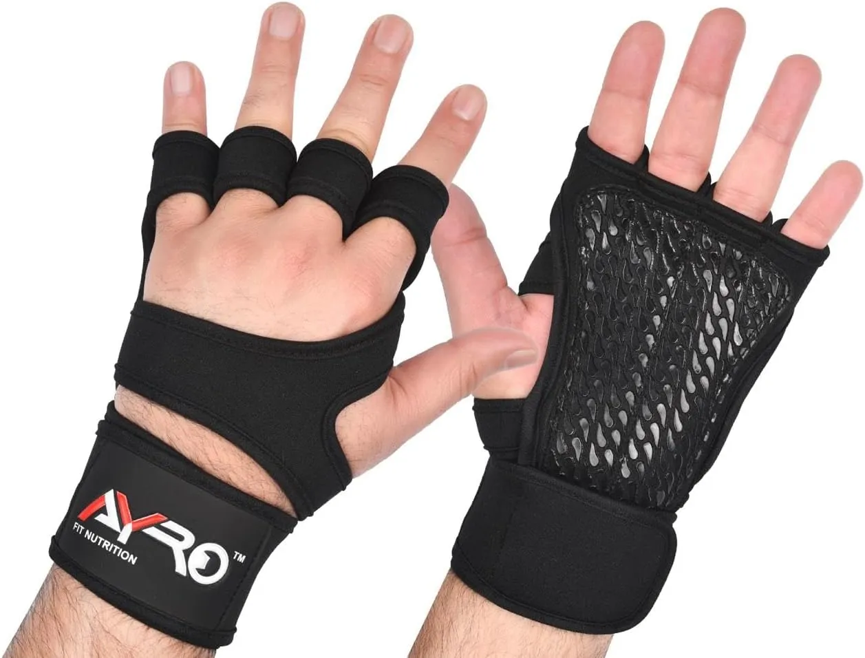 AYRO Ventilated Weightlifting Workout Gloves for Men & Women, Gym Gloves with Built-in Wrist Wraps for Men & Women-Best for Weightlifting, Gym Fitness, Hand Support & Cross Training