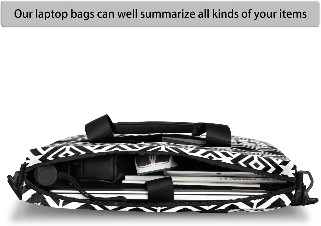 Aztec Black White Western Laptop Sleeve Case 14 15 15.6 inch, Aztec Black White Western Laptop Briefcase Shoulder Bag Waterproof Travel Computer Cover Carrying Bags