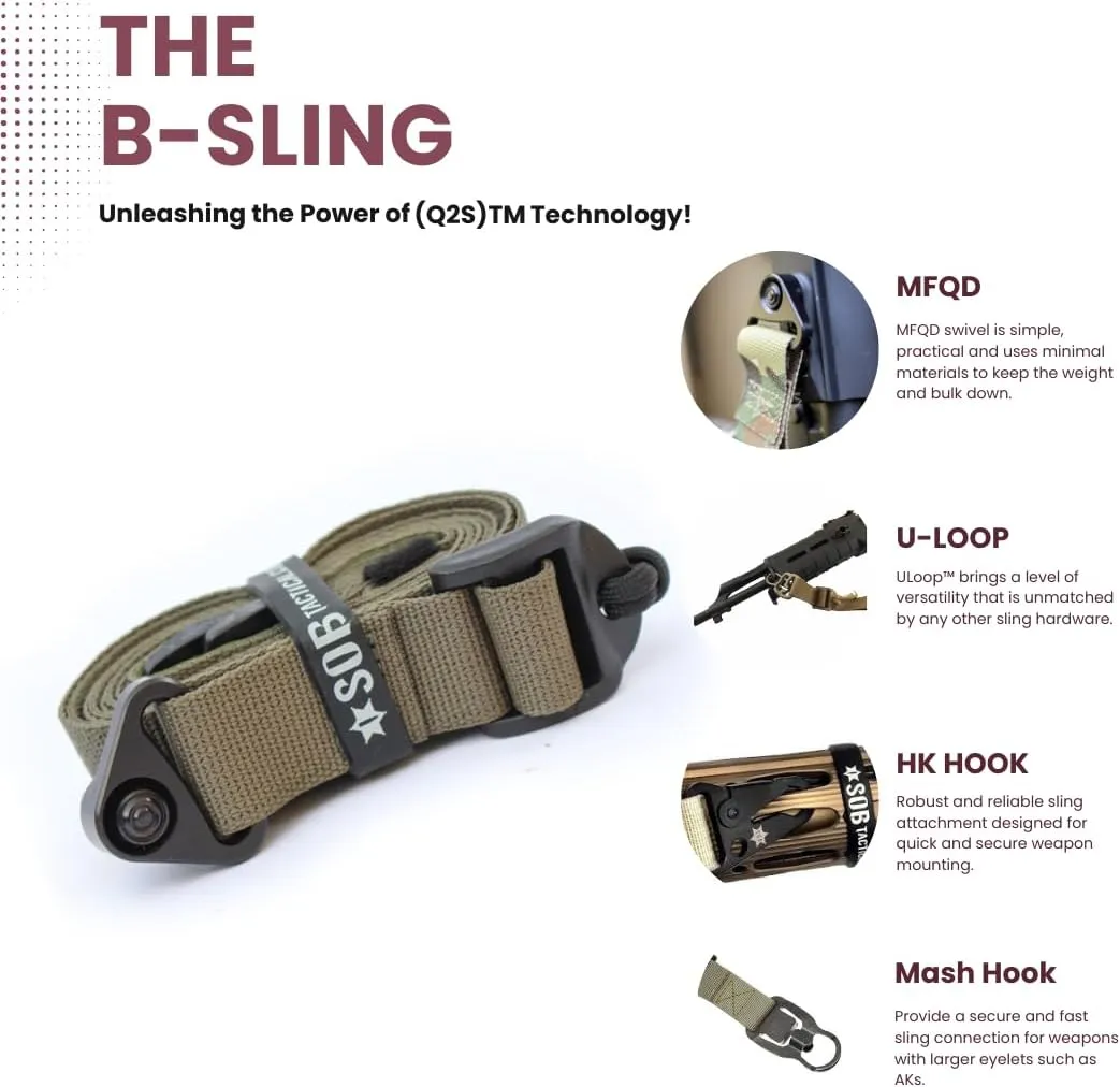B-Sling | Movement-Free Quick-Detach Gun Sling | Customized Advantage, for Fast Transitions