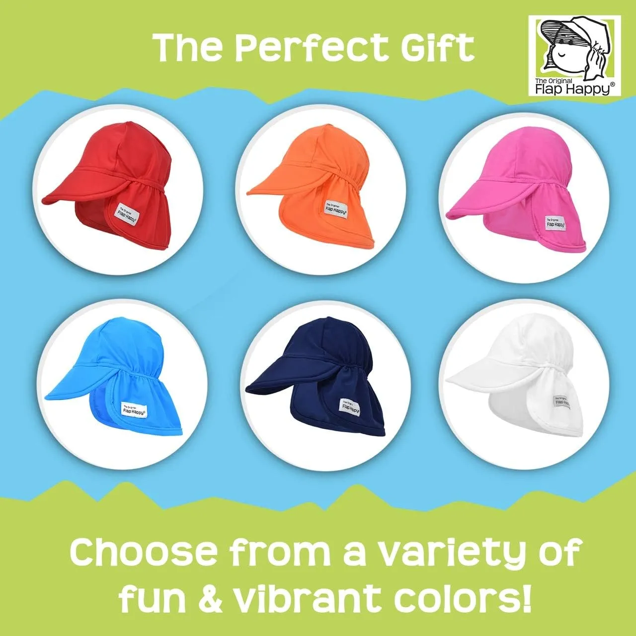 Baby and Childrens Swim Flap Hat UPF 50 , Highest Certified UV Sun Protection, Azo-free dye, Floats on Water