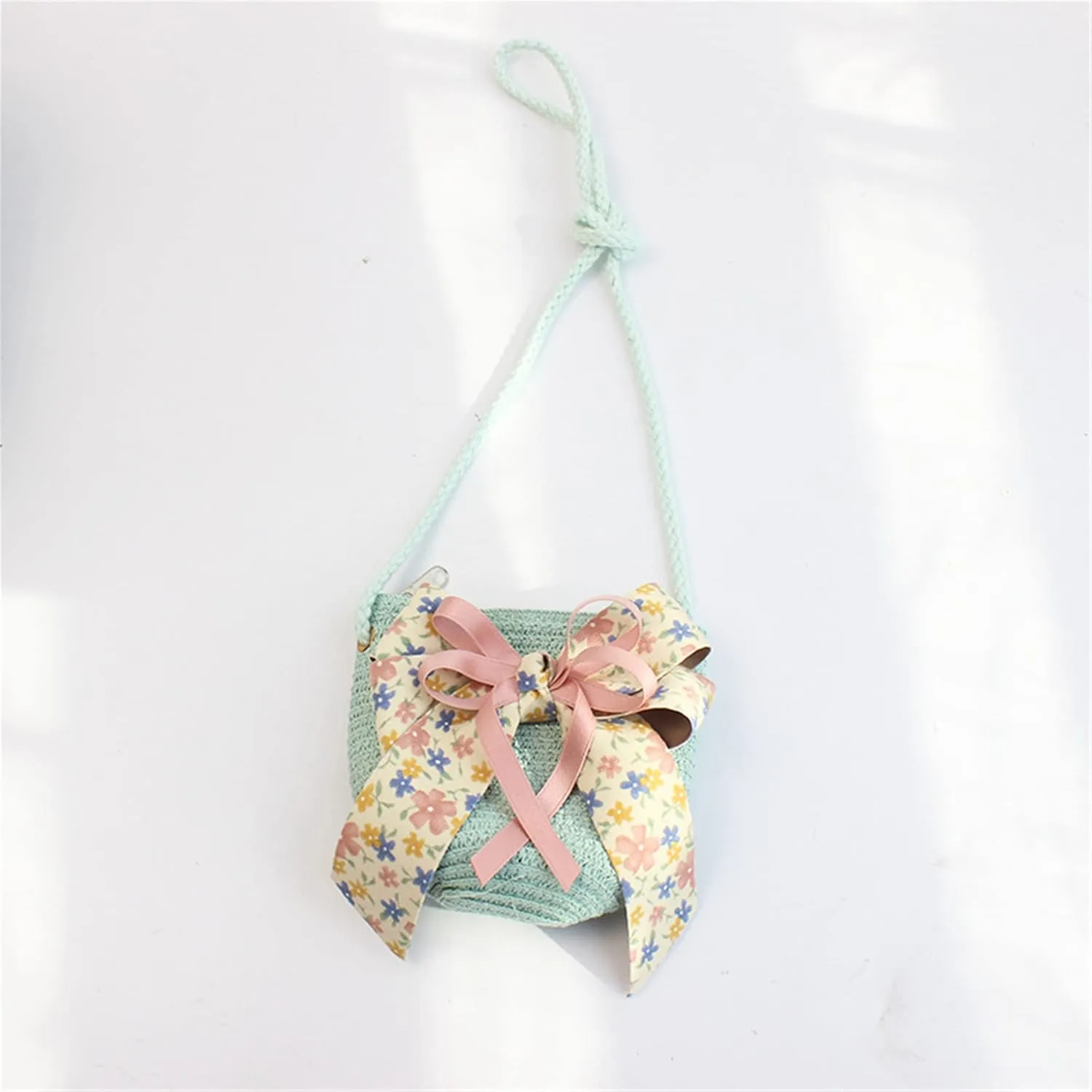 Baby Girls Flower Wide Brim Hat Sun Beach Straw Flower Hats with Cute Shoulder Bag(M1)