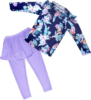 Baby Girls Two Piece Swimsuit Top and Pant UPF 50  Sun Protection Long Sleeve Swimwear Bathing Suit