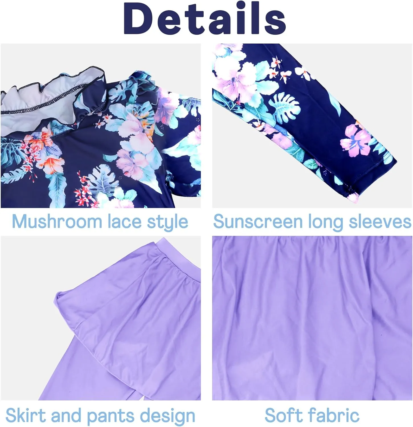 Baby Girls Two Piece Swimsuit Top and Pant UPF 50  Sun Protection Long Sleeve Swimwear Bathing Suit