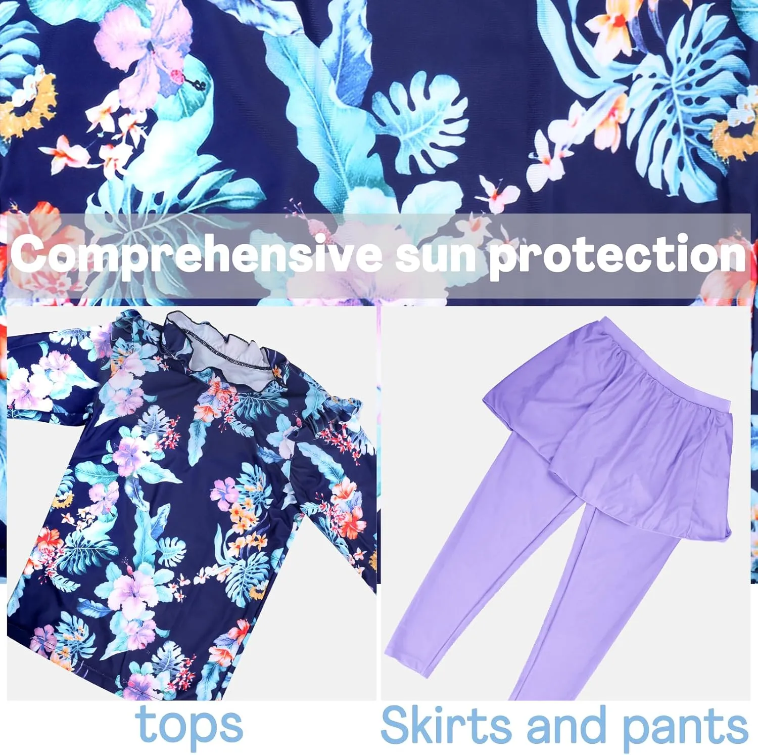 Baby Girls Two Piece Swimsuit Top and Pant UPF 50  Sun Protection Long Sleeve Swimwear Bathing Suit