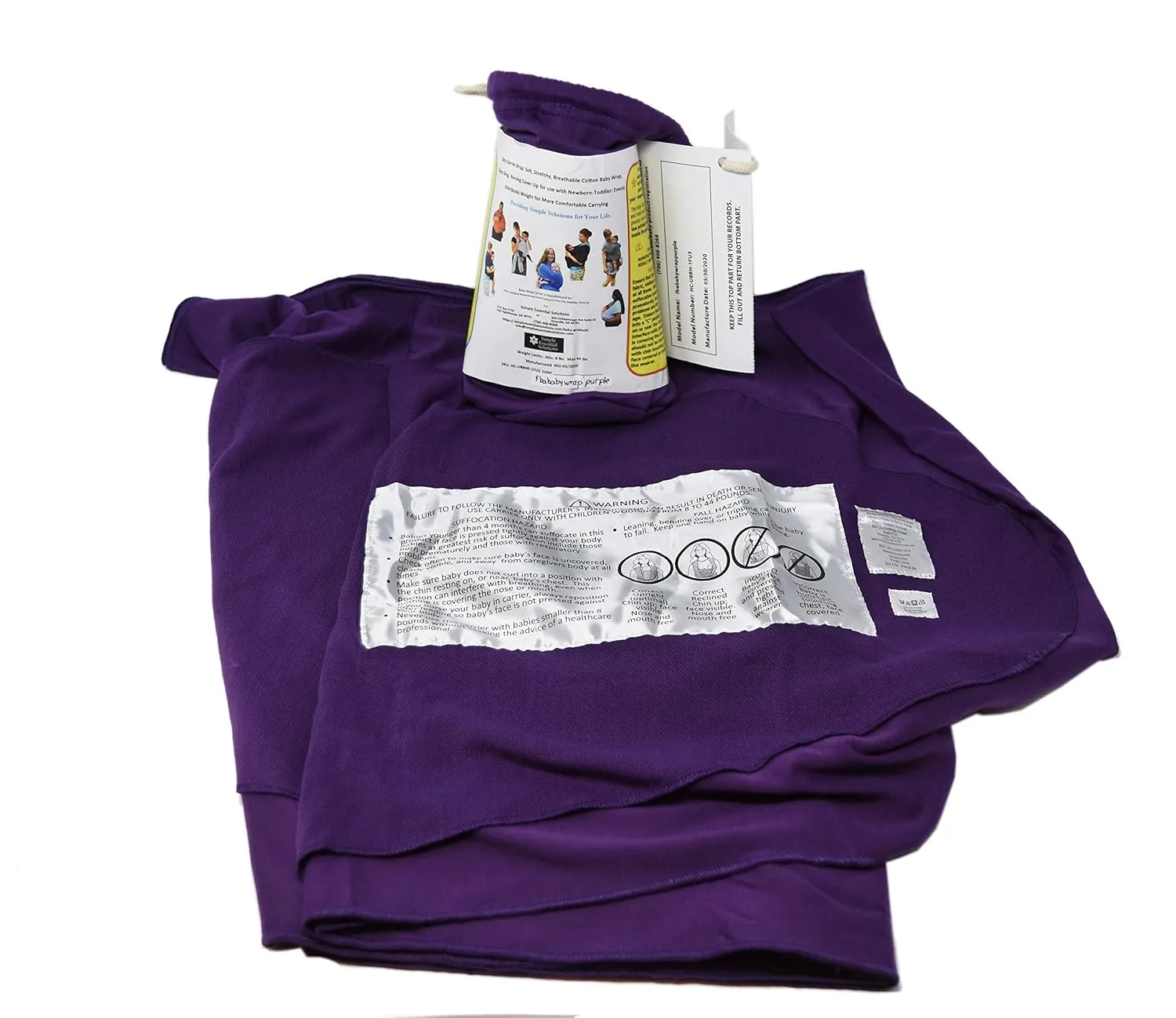 Baby Wrap Carrier Soft, Stretchy, Cotton Baby Wrap, Baby Sling, Nursing Cover Up for use with Newborn-Toddler: Evenly distributes Weight for More Comfortable Carrying (Purple)