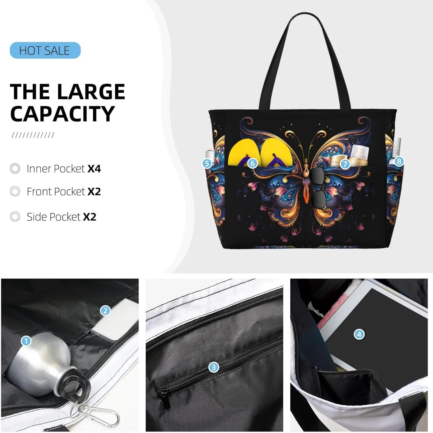 Bad Boy Red Wolf Spacious Large Capacity Beach Travel Bag - Foldable Beach Bag Tote Bag With Zipper