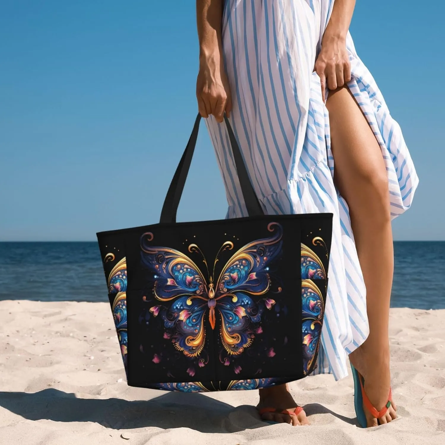 Bad Boy Red Wolf Spacious Large Capacity Beach Travel Bag - Foldable Beach Bag Tote Bag With Zipper