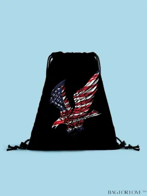BagForLove - Portable Independence Day Drawstring Backpack - Ideal for Outdoor Shopping