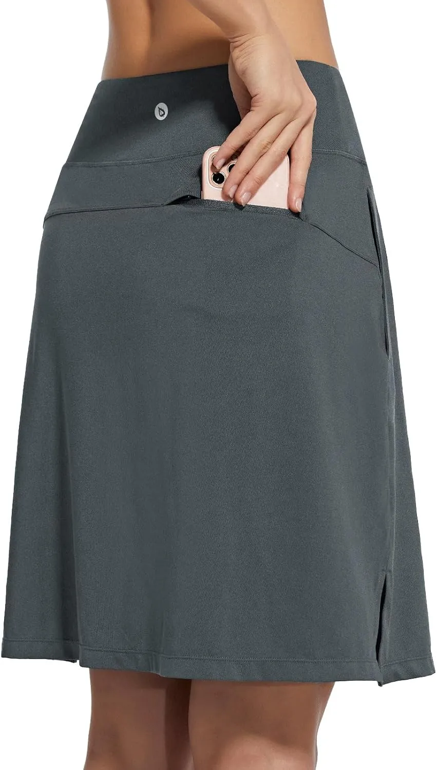 baleaf Women's 20" Golf Skirts Knee Length Skorts Athletic Modest Long Acitive Casual Pockets UV Protection