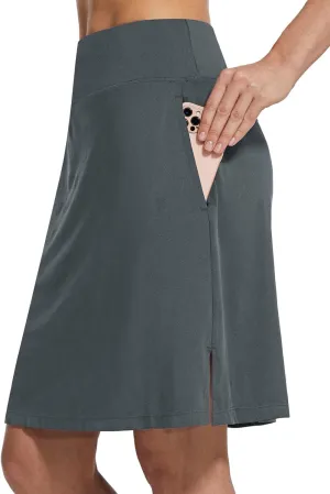 baleaf Women's 20" Golf Skirts Knee Length Skorts Athletic Modest Long Acitive Casual Pockets UV Protection