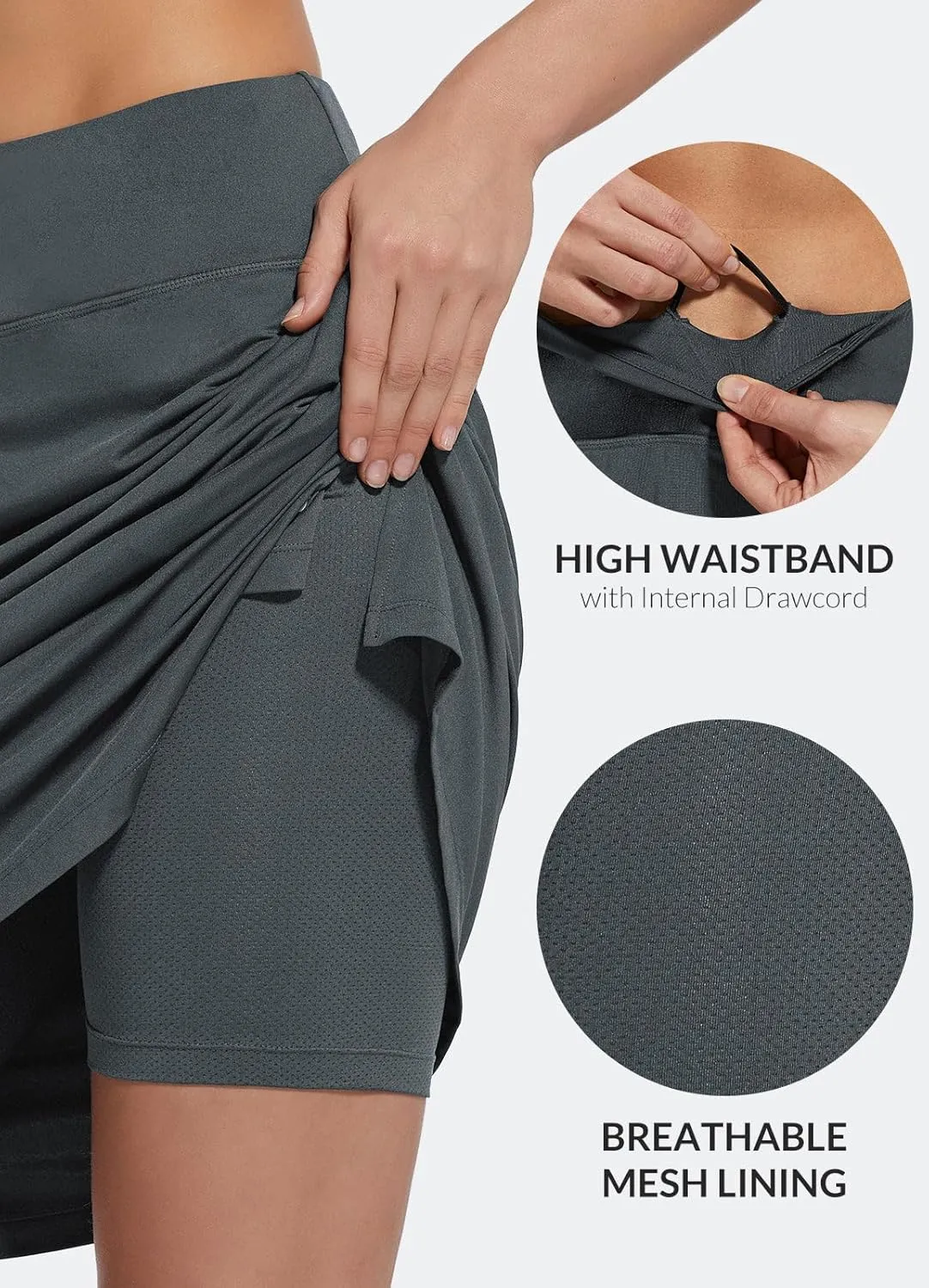 baleaf Women's 20" Golf Skirts Knee Length Skorts Athletic Modest Long Acitive Casual Pockets UV Protection