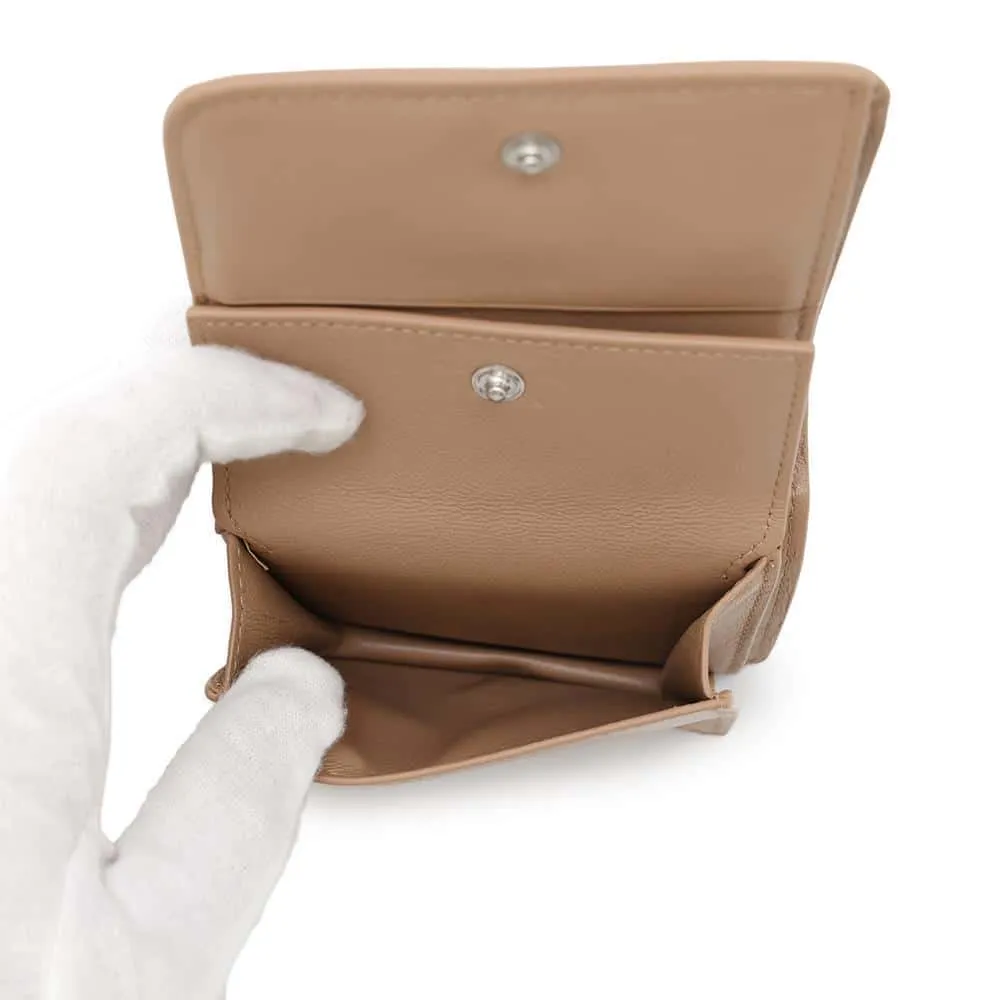 BALENCIAGA Compact Wallet Bi-fold Wallet Nude Beige594216 Embossed Leather