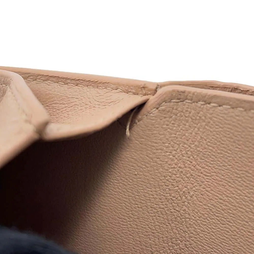 BALENCIAGA Compact Wallet Bi-fold Wallet Nude Beige594216 Embossed Leather